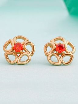 Estele - Gold Plated CZ Pear Flower Stud Earrings for Women